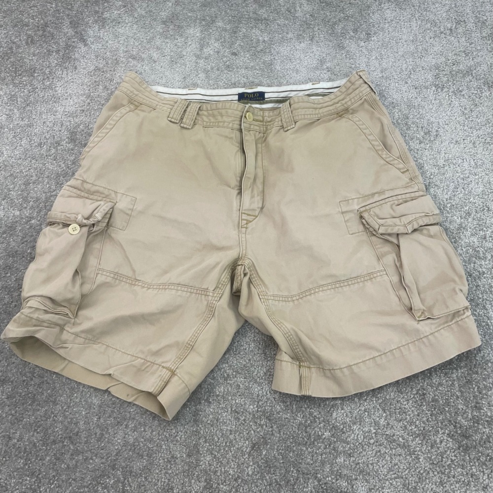 Polo Ralph Lauren Cargo Shorts Mens 38 x 10 Classic Tan Khaki Cotton